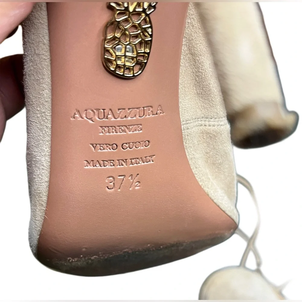 Aquaazzura Women’s Tan lace up Leather High Heels 37.5 EUC - Picture 9 of 11